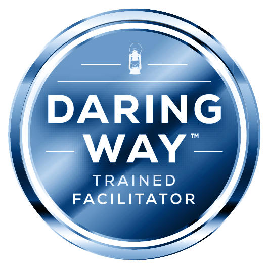 Daring Way™ Trained Facilitator seal representing Brené Brown–informed therapy focused on shame resilience and wholehearted living in Metairie, Louisiana.